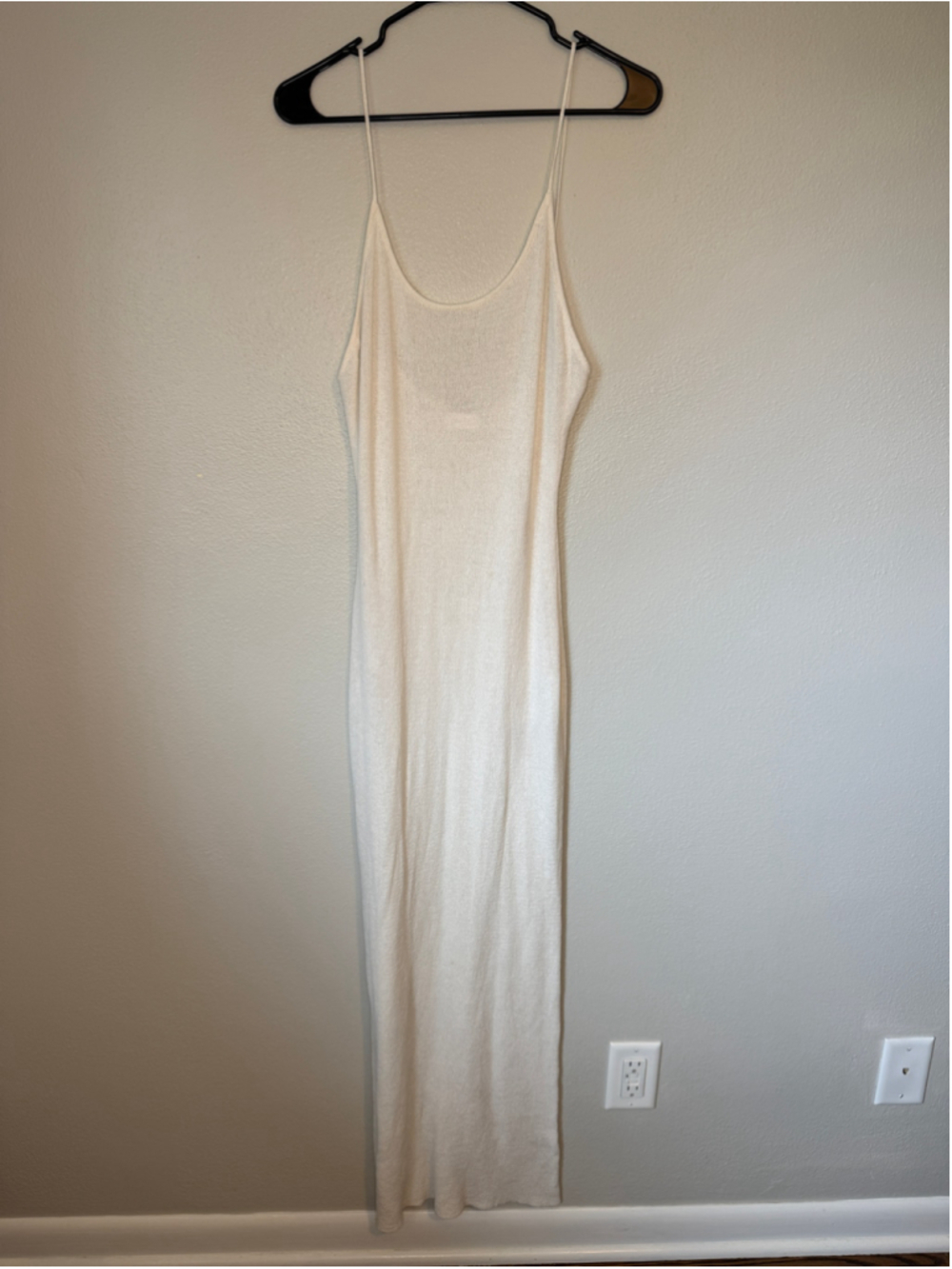MESHKI Ivory Knit Spaghetti Strap Maxi Dress L